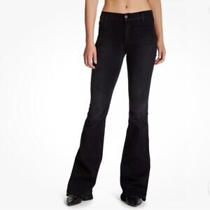 Pistola Chloe High Waist Pocket Flare Jean Volta Black Denim Sz 27 EUC